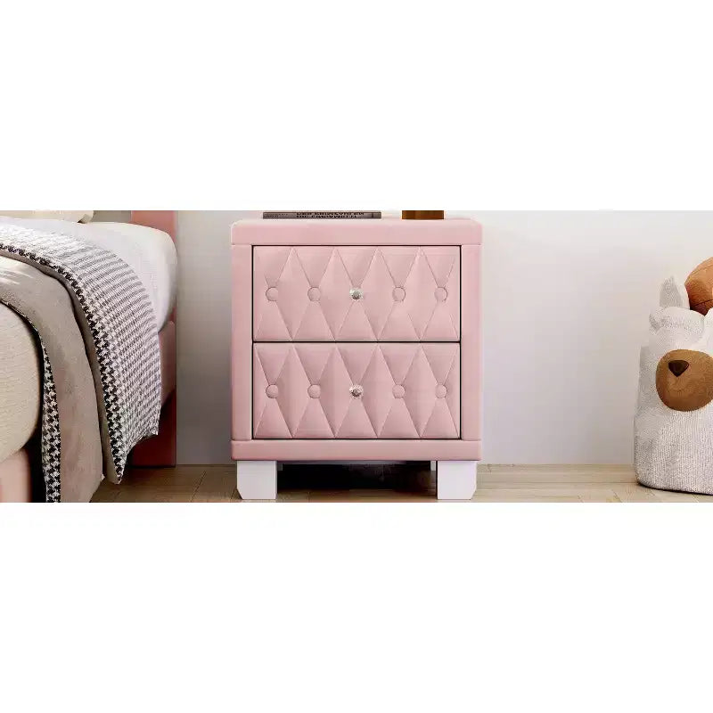 Eleganter luxuriöser Samt-Nachttisch mit 2 Schubladen für Schlafzimmer und Wohnzimmer