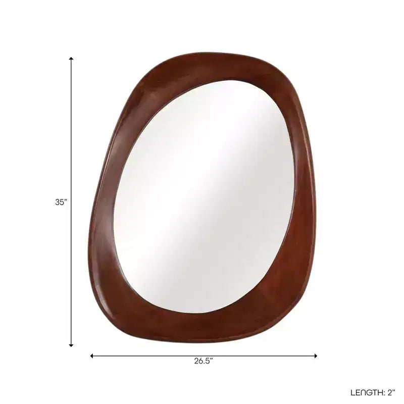 Dekorativer ovaler Wandspiegel aus Mangoholz für die Schlafzimmerdekoration – eleganter Wandakzent für Wohnheim, Schminktisch oder Wohnzimmergestaltung – 35, Braun & Tan