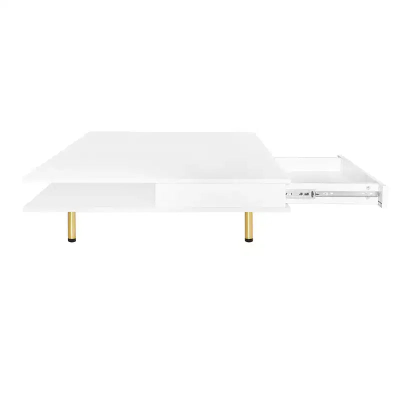 Quadratischer Couchtisch für das Wohnzimmer, Hochglanz Moderner Wohnzimmertisch, Weiß