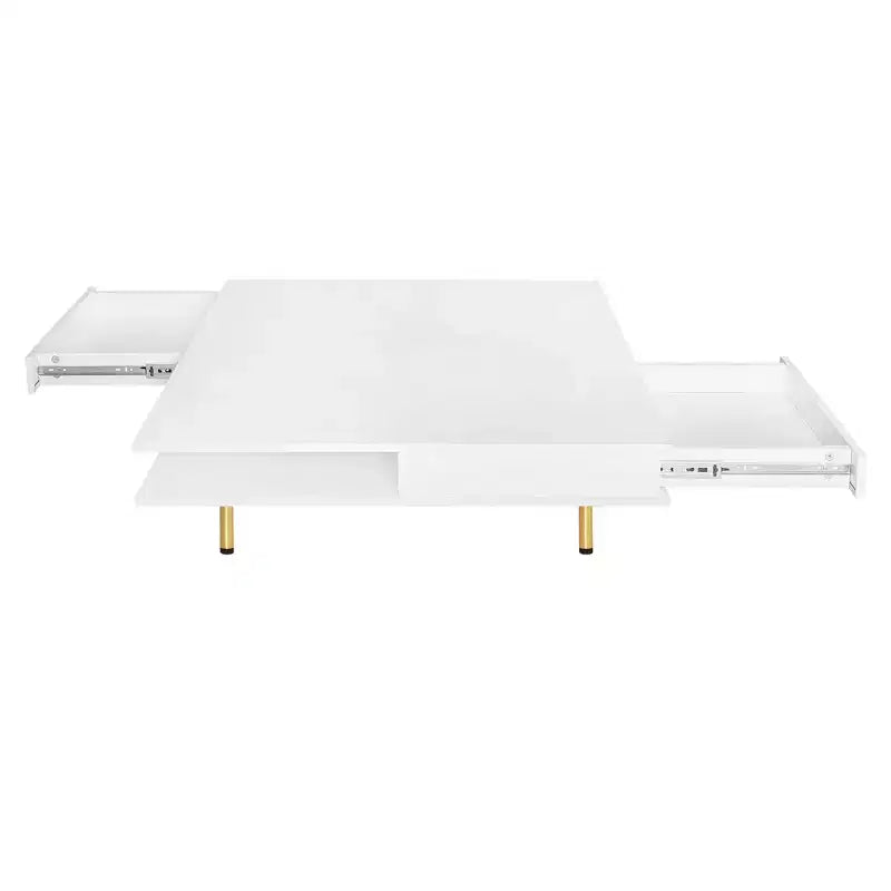 Quadratischer Couchtisch für das Wohnzimmer, Hochglanz Moderner Wohnzimmertisch, Weiß