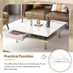 Quadratischer Couchtisch für das Wohnzimmer, Hochglanz Moderner Wohnzimmertisch, Weiß