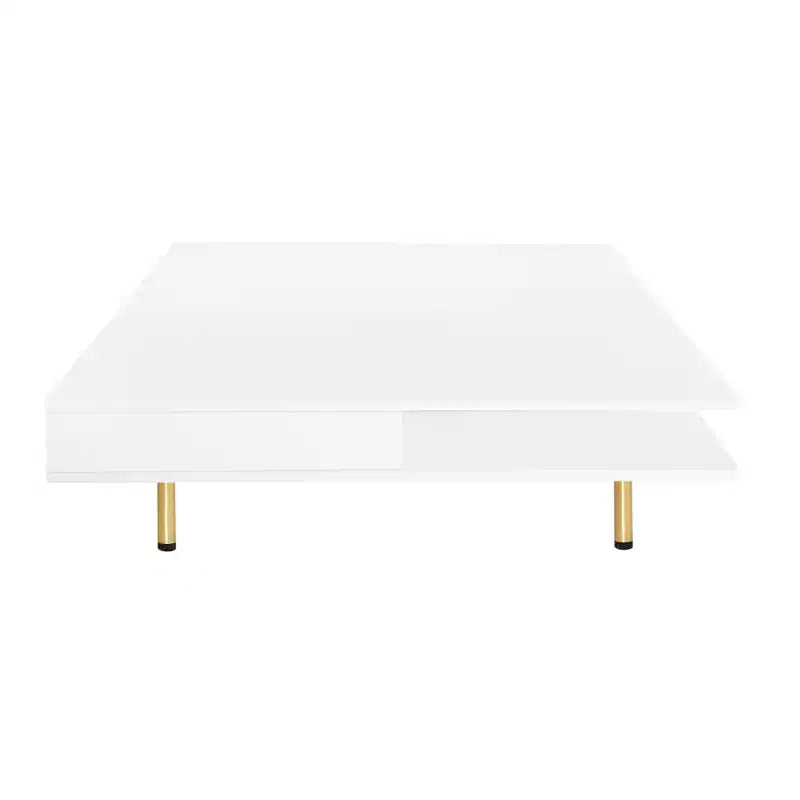 Quadratischer Couchtisch für das Wohnzimmer, Hochglanz Moderner Wohnzimmertisch, Weiß