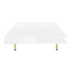 Quadratischer Couchtisch für das Wohnzimmer, Hochglanz Moderner Wohnzimmertisch, Weiß