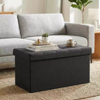 Klappbare Aufbewahrungsbank, 76 cm, 300 kg Tragkraft, gepolsterter Hocker für Wohnzimmer, Schlafzimmer, Eingangsbereich