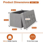 Klappbare Aufbewahrungsbank, 76 cm, 300 kg Tragkraft, gepolsterter Hocker für Wohnzimmer, Schlafzimmer, Eingangsbereich