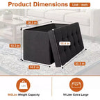 Klappbare Aufbewahrungsbank, 76 cm, 300 kg Tragkraft, gepolsterter Hocker für Wohnzimmer, Schlafzimmer, Eingangsbereich