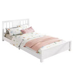 Doppel-Plattformbett mit Kopfteil, Massivholz-Plattformbettrahmen mit niedrigem Profil und Stützlatten für das Schlafzimmer