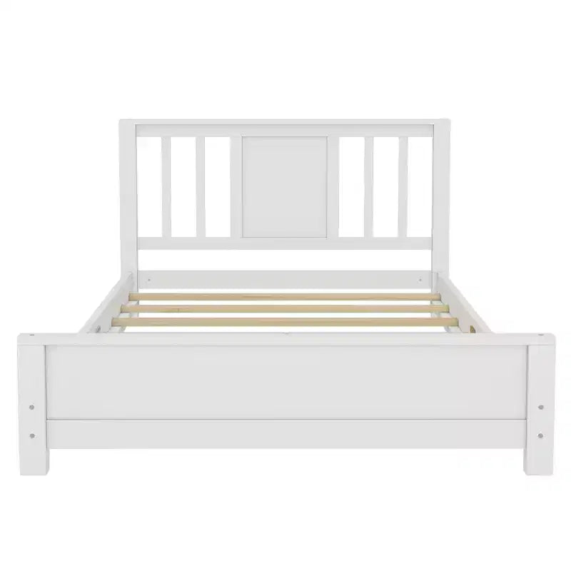 Doppel-Plattformbett mit Kopfteil, Massivholz-Plattformbettrahmen mit niedrigem Profil und Stützlatten für das Schlafzimmer