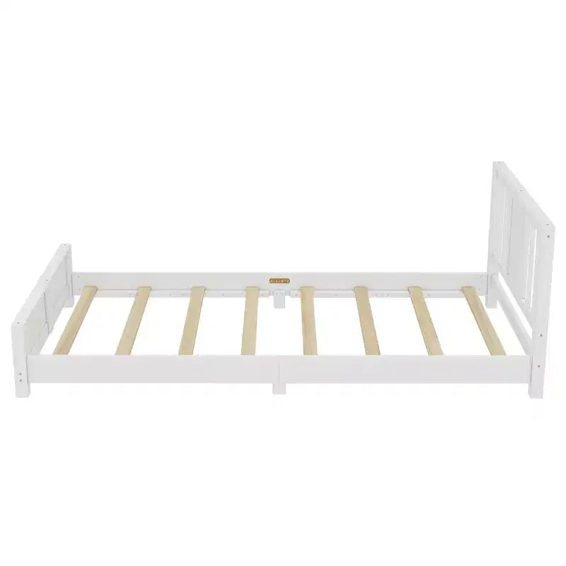 Doppel-Plattformbett mit Kopfteil, Massivholz-Plattformbettrahmen mit niedrigem Profil und Stützlatten für das Schlafzimmer