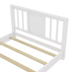 Doppel-Plattformbett mit Kopfteil, Massivholz-Plattformbettrahmen mit niedrigem Profil und Stützlatten für das Schlafzimmer