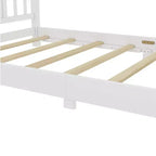 Doppel-Plattformbett mit Kopfteil, Massivholz-Plattformbettrahmen mit niedrigem Profil und Stützlatten für das Schlafzimmer