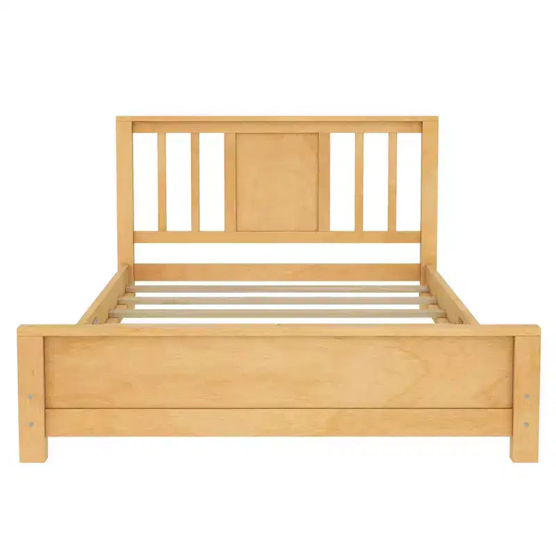Doppel-Plattformbett mit Kopfteil, Massivholz-Plattformbettrahmen mit niedrigem Profil und Stützlatten für das Schlafzimmer