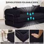 Cabrio Schlafsofa 79 Zoll, 4-in-1 Knochenloses Cord-Klappsofa mit Kissen und fester Form, Bodenmatratze Couch Zweisitzersofa schwarz