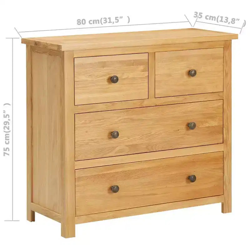 Kommode Wildeiche Massivholz, MDF mit Eichenfurnier